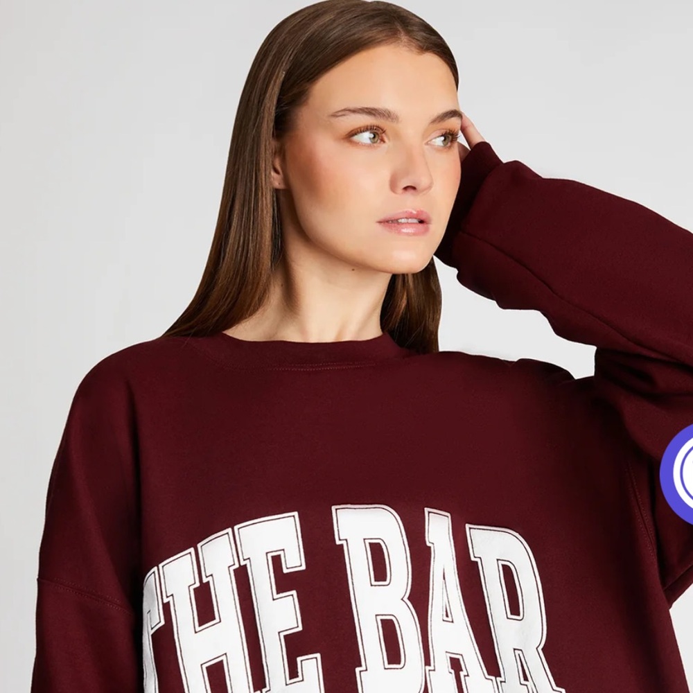 The Bar Maroon Women's Varsity Sweatshirt-NWT - Picture 3 of 7